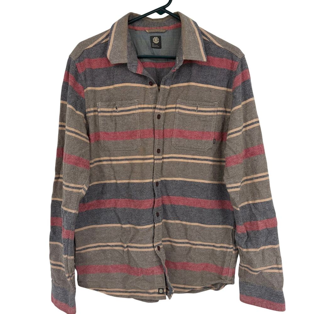 Element Men's Pollock Striped Flannel Cotton Button Up Size Medium